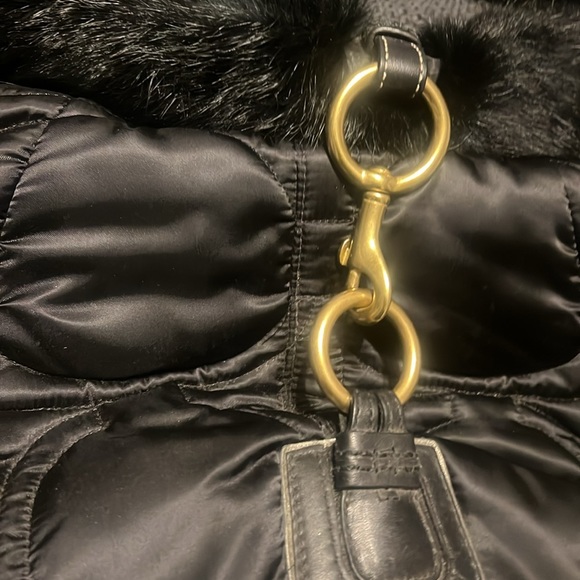 COACH Rabbit Fur Trimmed Quilted Boho Shoulder Bag - Picture 3 of 8